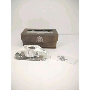 Oleg Cassini Crystal Tea Light Votive Signed Faceted Curve Candle Holder